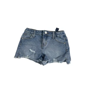 Art Class Girls Medium Wash Denim Jean Shorts 6 Distressed Raw Hem Blue Casual - Picture 1 of 4