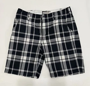 Pantalones Cortos Para Hombres EXPRESS Cuadros Negros Blancos Bolsillos Cortados Frente Plano Algodón Talla 36 - Imagen 1 de 5