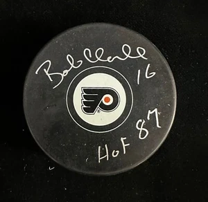 BOBBY CLARKE HOF 87 Signed Autographed Hockey Puck Philadelphia Flyers COA - Picture 1 of 1