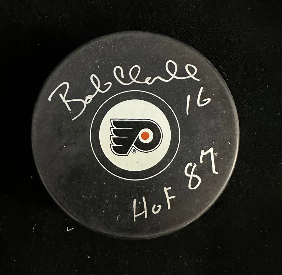 Disco de hockey autografiado firmado por Bobby Clarke Hof 87 Philadelphia Flyers certificado de autenticidad Foto 1 de 1