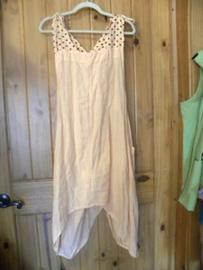 BLUE FISH LINEN PINAFORE TUNIC ASYMMETRIC  A-LINE DRESS OSFA - Picture 1 of 6