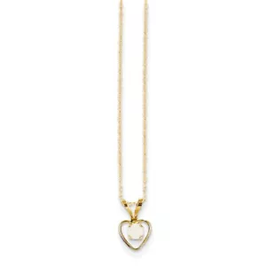 Real 14kt Yellow Gold Madi K 3mm Opal Heart Necklace; 15 inch - Picture 1 of 3