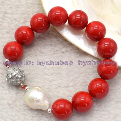 Brazalete Brazalete 10/12mm Lapislázuli/Larimar/Jade Gemas y Perlas Barrocas Blancas 7.5" Foto 1 de 4