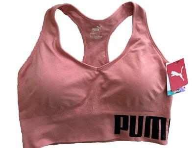 NWT PUMA LOW-SUPPOR SPORTS BRA REMOVABLE CUPS LARGEsz /PINK REG$28 - Image 1 of 3
