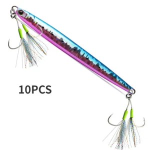 10pcs Acqua Salata Pesca Esche Brillano Verticale Jig Tonno, Salmone, Grouper, - Foto 1 di 12