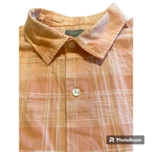 Van Heusen Men's short sleeve Peach/ White Plaid button down shirt XXL 18-18.5 - Picture 1 of 8