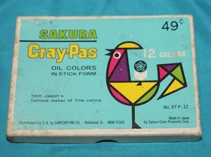 Vintage Set of Sakura Cray-Pas Oil Pastel Crayons 12 Count No. XFP-12 All Pieces - Picture 1 of 8