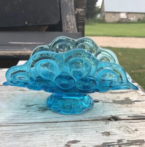Vintage LE Smith Moon and Stars Blue Banana Boat Fruit Dish MCM 9" - Picture 1 of 13