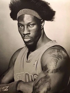 Foto de Ben Wallace de los Detroit Pistons en blanco y negro - Imagen 1 de 1