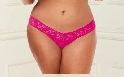 Baci Lace Low Rise Thong Queen 3x 4x Pink Plus Size Lingerie 38" Elastic Band - Image 1 of 2