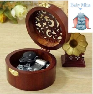CIRCLE CARVING WOOD MUSIC BOX ♫ BABY MINE ♫ - Picture 1 of 4