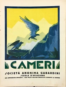 1928 PUBBLICITÀ LOCANDINA SCUOLA AVIAZIONE CAMERI GABARDINI NEGRIN Advertising - Imagen 1 de 1
