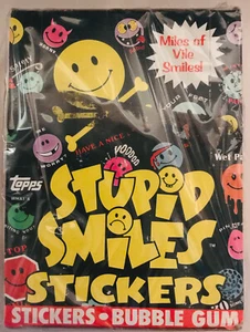 Vintage Topps Stupid Smiles Stickers (48x Wax Packs) (100% stickers+Gum) (1989) - Picture 1 of 2