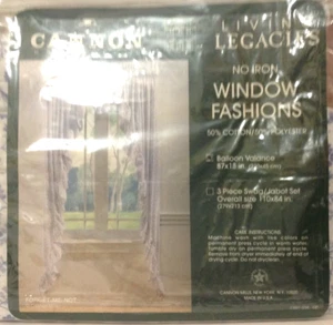 CANNON Monticello Balloon Valance 87" X 18" White W/ Blue Floral Farmhouse New - Picture 1 of 5