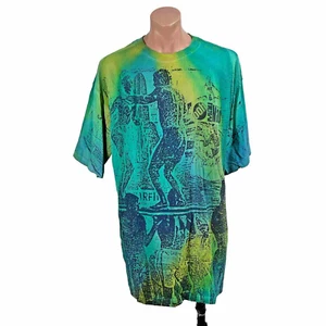 VTG 80s Pacific Coast Highway Green Surfer Allover Print California Beach S/S XL - Picture 1 of 8
