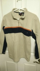 Kids/Boys Large 15-16 Light Brown Zip Fleece With Blue And Orange Stripes C22 - Picture 1 of 2