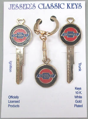Rare B-10 Chevrolet Yellow Gold Vintage Chevy Crest Keys Deluxe Set 1935 - 1966  - Image 1 of 4