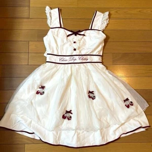 Liz Lisa Chocolate Dip Cherry Dress White Ruffled 100% Polyester kawaii JP - Picture 1 of 6
