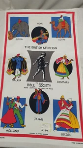 Toalla de té vintage 100 % algodón Sociedad Bíblica Británica y Extranjera 18" x 30,25" - 329 - Imagen 1 de 7