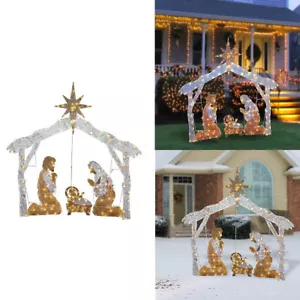 Familia Tres Miembros Decoración Navidad Iluminado Acrílico Exterior Belén - Imagen 1 de 6