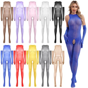Damen durchsichtiger Netz Overall mit Handschuhen offener Schritt Body Bodystockings - Bild 1 von 115