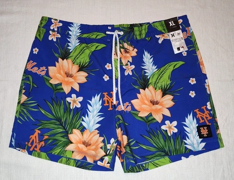 NEW Hurley '47 MLB NY New York Mets Tropics Stretch Poly Swimming Swim Trunks XL Cover