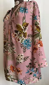 Violet & Claire 1X Blouse Pink Floral Romantic Boho LAGENLOOK 3/4 Sleeve EUC - Picture 1 of 11
