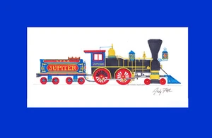 Central Pacific 4-4-0 Jupiter 11"x17" Passepartoutdruck Andy Fletcher signiert - Bild 1 von 1