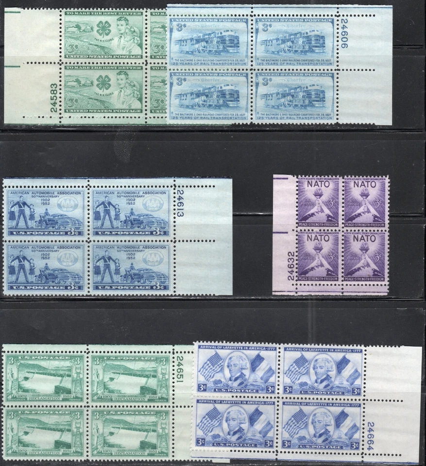 US Scott #1005-1010 Plate Blocks of 4, MNH - Image 1 of 1