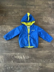 Columbia Kleinkind Dinosaurier Kitterwibbit Jacke Größe 3T blau grün Kapuze Taschen - Bild 1 von 8