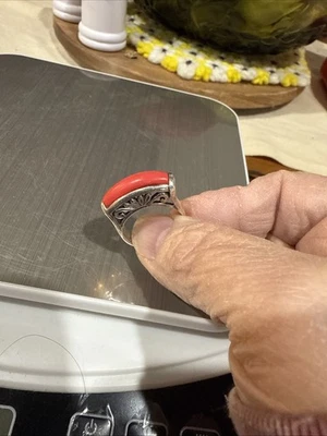 Anillo Vintage Plata de Ley 925 Color Coral Genuino Talla 7 Foto 1 de 3