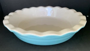 Plato para pastel Faberware Baker Advantage de cerámica de gres de 10" verde azulado y blanco en muy buena condición - Imagen 1 de 3