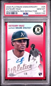2023 Topps Chrome Platinum Anniversary Esteury Ruiz Red Auto /5 PSA 10 Pop 1 - Picture 1 of 2