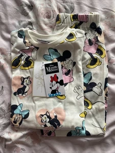 Disney Minnie Mouse & Figaro Off White Girls Pyjamas Size 4-5 Years - Picture 1 of 3
