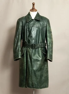 1940s German Wehrmacht Officer's Horsehide Leather Trench Coat - Picture 1 of 22