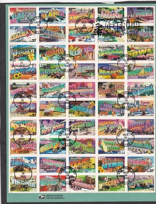 USA 2002 SOUVENIR PAGE GREETINGS FROM AMERICA FIRST DAY CANCEL - Image 1 of 2