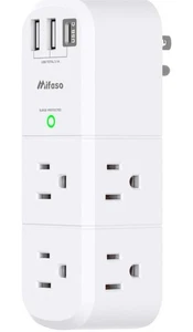 Outlet Extender with Rotating Plug, Mifaso Surge Protector 6 AC Multi Plug Wall - Picture 1 of 7