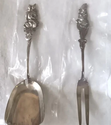 2 Reed & Barton посеребренный арлекин цветочный бонбон ложка и лимон вилка новый  - Изображение 1 из 4