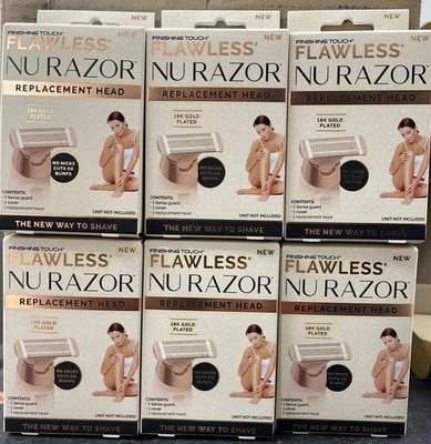 6× Finishing Touch Flawless Nu Razor Replacement Head Only 18K Gold Plated New - Image 1 of 4