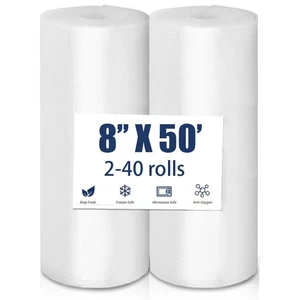 Sacchetti Sigillanti Sottovuoto 8"x50' Goffrati 4 Mil Salva Alimenti Magic Sigillo Conservazione Senza BPA - Foto 1 di 8