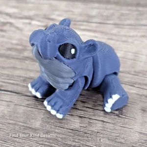 3D-gedrucktes Nilpferd Schlüpfen Flexi Zappeln Gelenkspielzeug 1,75 Zoll niedliches Safari-Tier - Bild 1 von 8