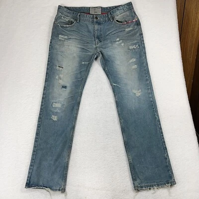 Pantalones de mezclilla para hombre Jordan Craig azul 40x34 (40x33) Martin apilados desvanecidos claros Foto 1 de 4