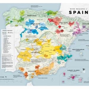 "De Long's VINO.ONE Serie Weinkarte von Spanien 16"" x 20"" - Bild 1 von 4