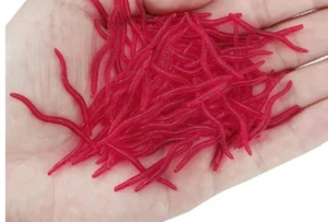 Light Red Bait Worms Plastic Fishing Fake Simulation Artificial Tackle Lure Carp - Picture 1 of 2