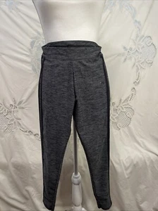 Adidas Leggings Yoga Pants Girls Youth Gray black Size 14 Three Stripes - Picture 1 of 4