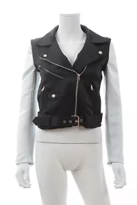 Opening Ceremony Detachable Sleeve Two-Tone Biker Jacket / Black, Ice - Picture 1 of 4