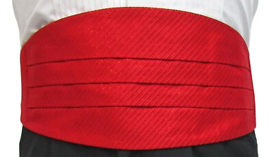 New Men's Red Cummerbund Christmas Party Formal Prom Fit All (27-50" Waist)  - Image 1 of 2