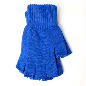 Boy Girl Children Winter Knitted Fingerless Gloves Plain 5-10 years old - Picture 1 of 4