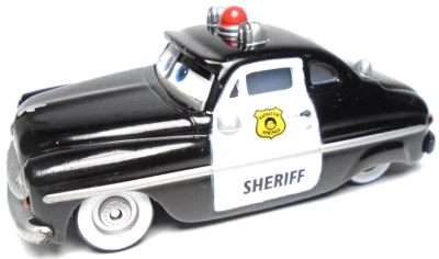 DISNEY PIXAR CARS SHERIFF MERCURY BLACK & WHITE 1:55 DIECAST 3 1/4" POLICE CAR - Image 1 of 4