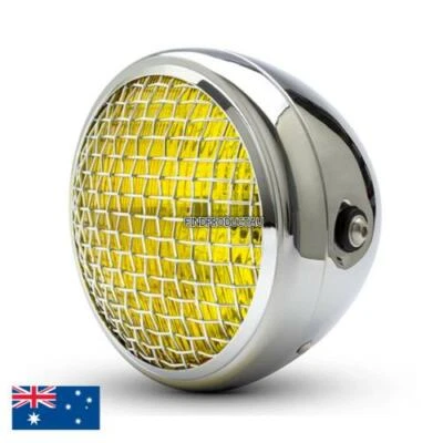 Grille ambre chromée 7" hachoir phare bobber cafe racer yamaha Honda scrambler - Photo 1/4